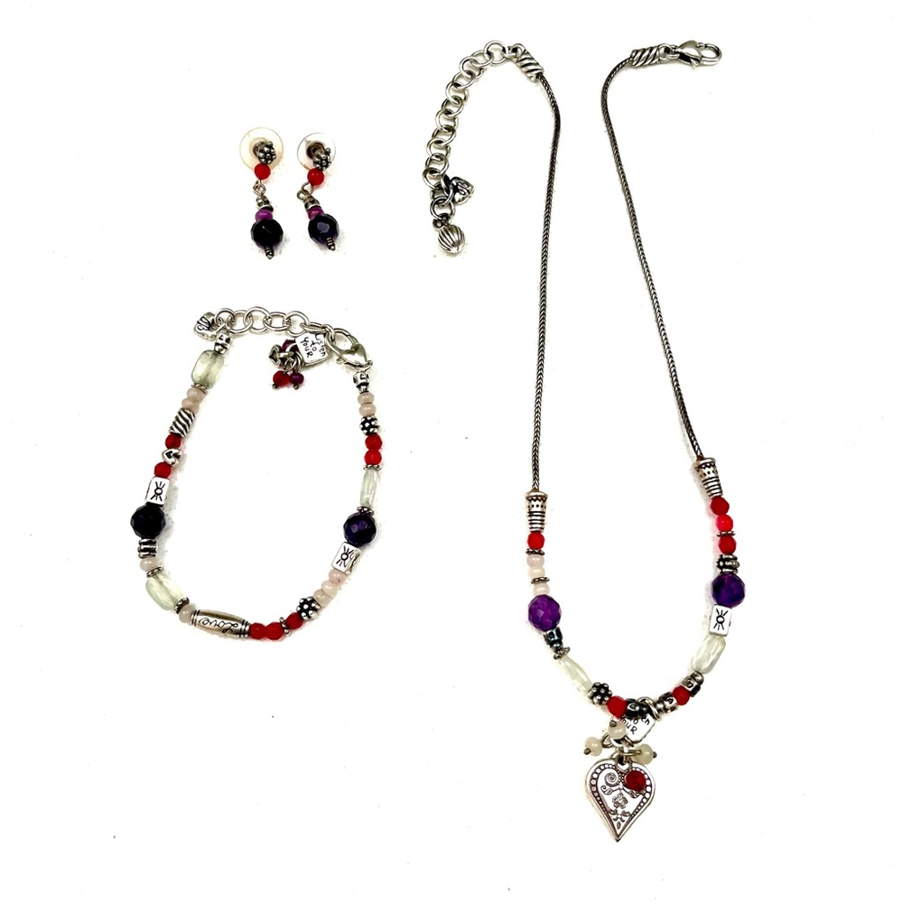 Brighton Set - Necklace, Bracelet & Earrings - Purple/Red